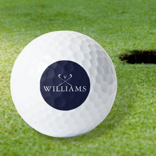 Personalised Name Navy Blue Golf Clubs Golf Balls