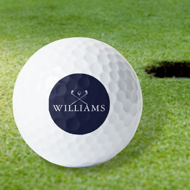 Personalised Name Navy Blue Golf Clubs Golf Balls (Personalized Name Navy Blue Golf Clubs Golf Balls)