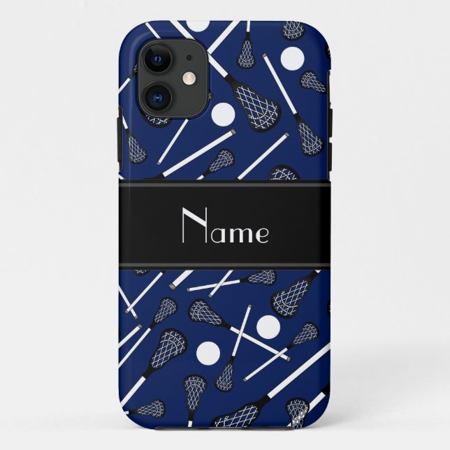 Personalised name navy blue lacrosse Case-Mate iPhone case (Back)
