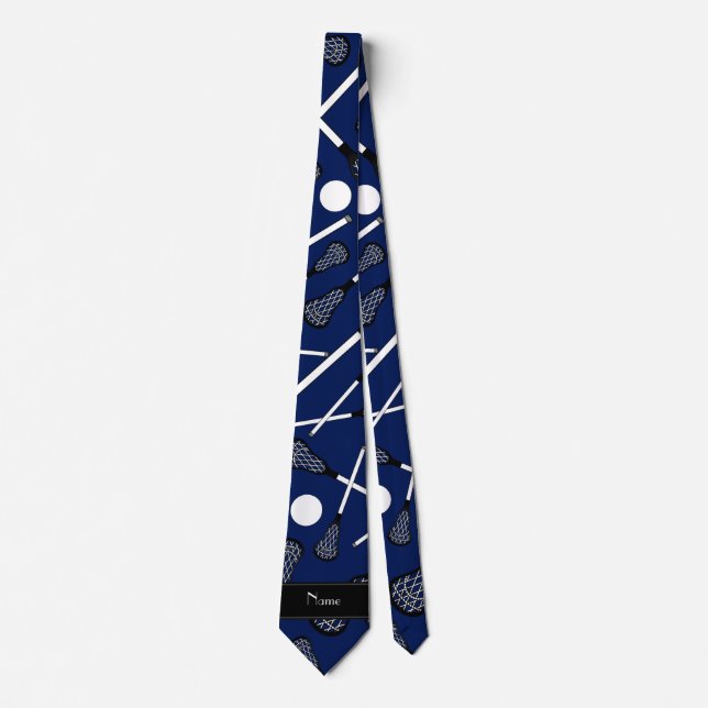 Personalised name navy blue lacrosse tie (Front)