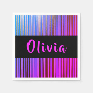 Personalised Name Neon Birthday Party Napkin