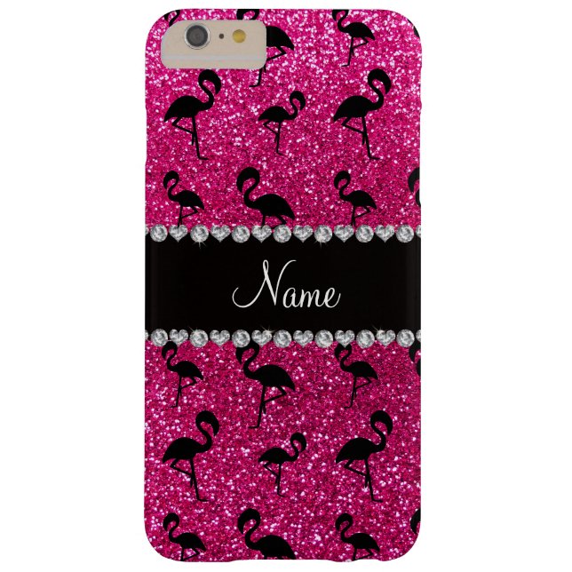 Personalised name neon hot pink glitter flamingos Case-Mate iPhone case (Back)