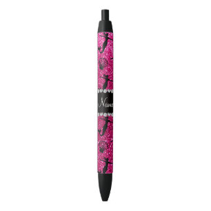 Personalised name neon hot pink glitter mermaids black ink pen