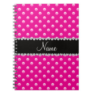 Personalised name neon hot pink pearls notebook