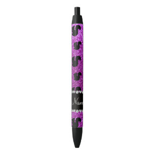 Personalised name neon purple glitter squirrel black ink pen