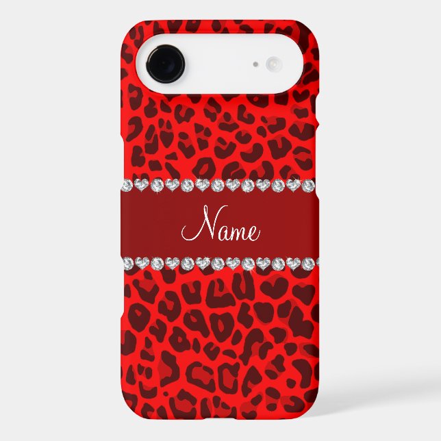 Personalised name neon red leopard pattern Case-Mate iPhone case (Back)
