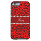 Personalised name neon red leopard pattern