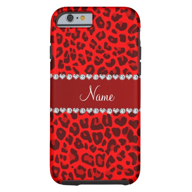 Personalised name neon red leopard pattern Case-Mate iPhone case (Back)