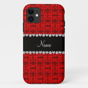 Personalised name neon red moroccan trellis iPhone 11 case