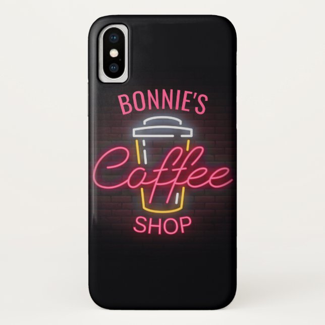 Personalised NAME Neon Style Coffee Shop Custom Case-Mate iPhone Case (Back)