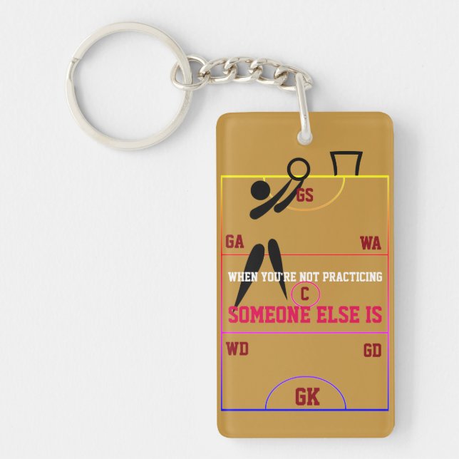 Personalised Name Netball Court And Positions Key Ring (Front)