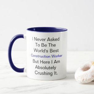 Personalised name never asked Construction Worker Mug