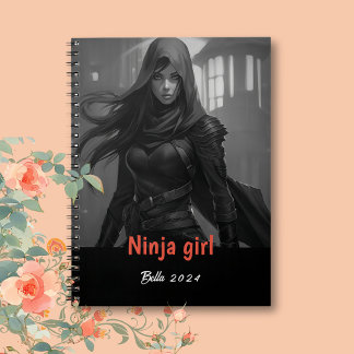 Personalised Name Ninja Girl Notebook