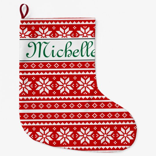 personalized stocking custom Xmas stockings Red Snowflakes Deer Christmas stocking novelty stocking unique stocking custom stocking