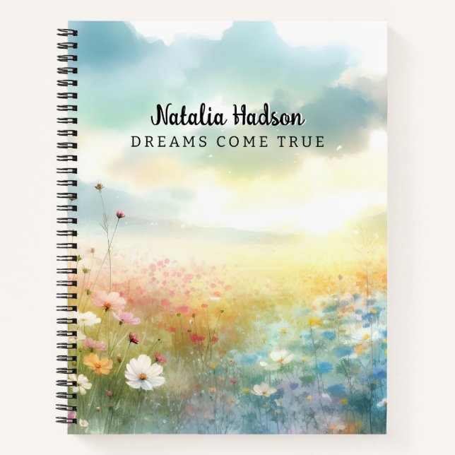 Personalised Name Notebook Beautiful Flowers  (Front)