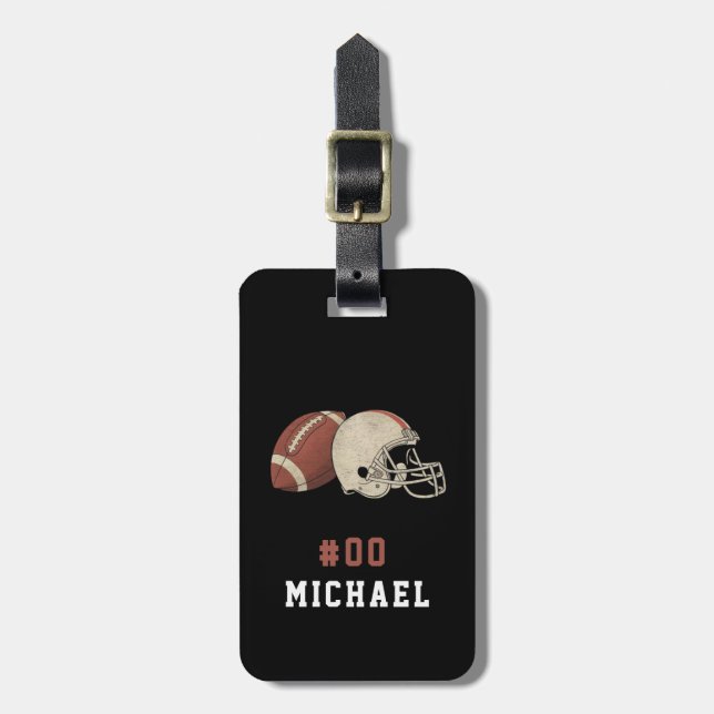 Personalised Name & Number American football       Luggage Tag (Front Vertical)