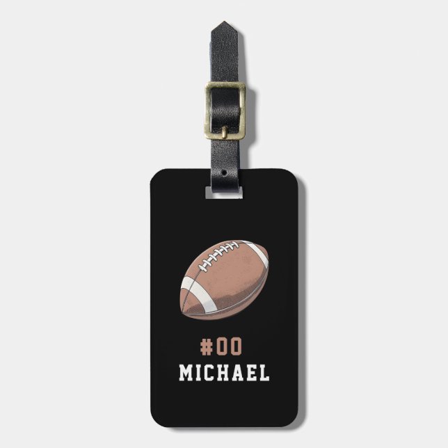 Personalised Name & Number American football       Luggage Tag (Front Vertical)