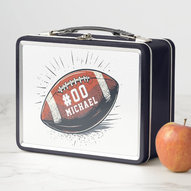 Personalised Name & Number American football       Metal Lunch Box (In Situ)
