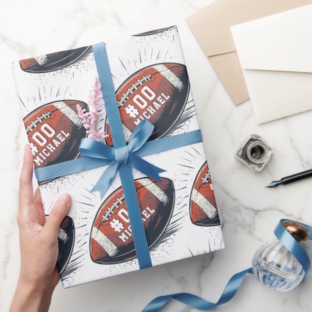 Personalised Name & Number American football Wrapping Paper (Gifting)