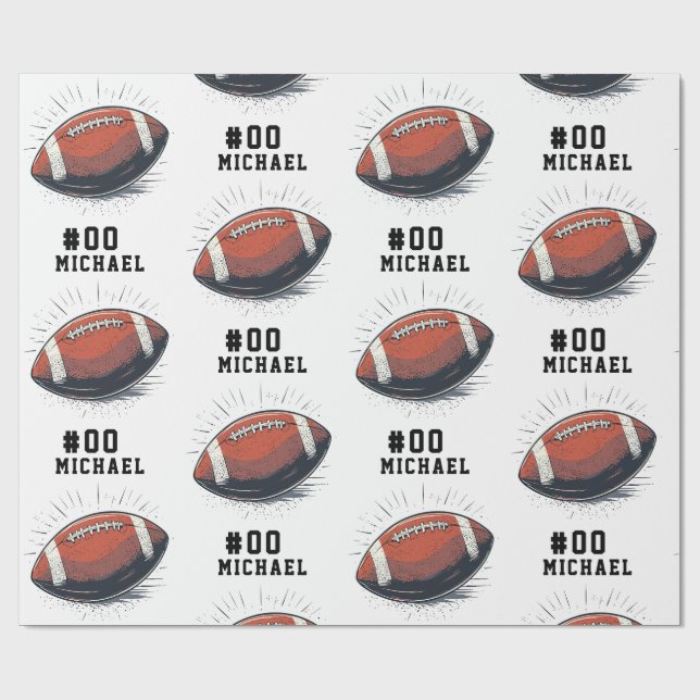 Personalised Name & Number American football       Wrapping Paper (Flat)