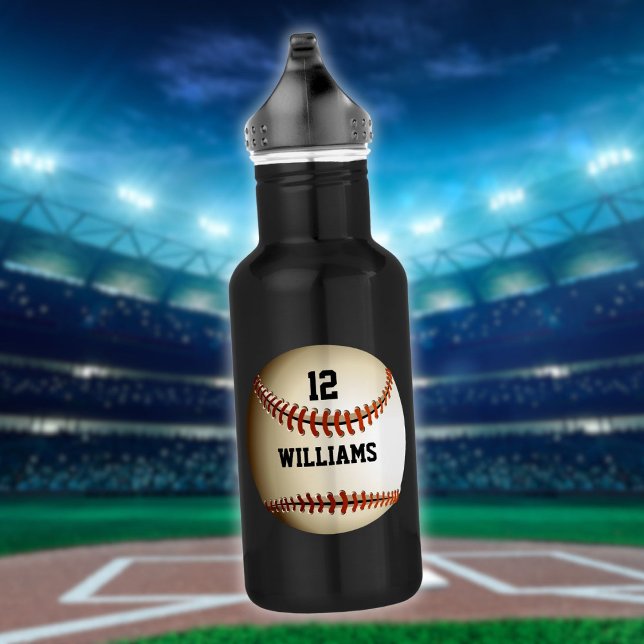 Personalised Name Number Baseball 532 Ml Water Bottle (Personalized Name Number Baseball Stainless Steel Water Bottle)