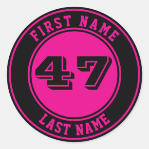 Personalised Name & Number Baseball Bat Knob Classic Round Sticker