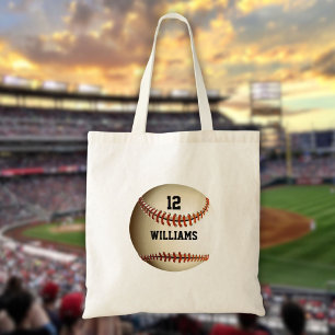 Personalised Name Number Baseball Sports Tote Bag