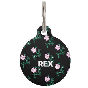 Personalised Name Number Dog Rose - Rosa Canina Pet Tag