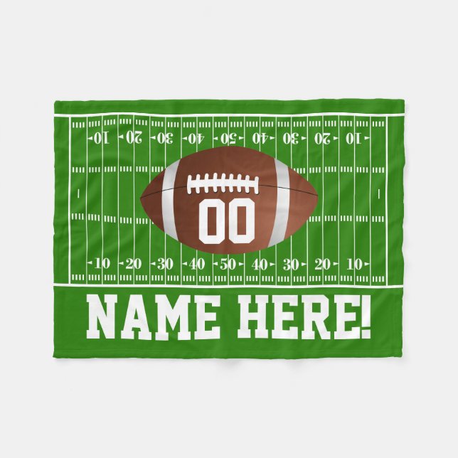 Personalised Name/Number Football Gridiron Boys Fleece Blanket (Front (Horizontal))