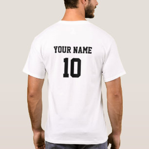 Personalised Name Number Front Back black white T-Shirt