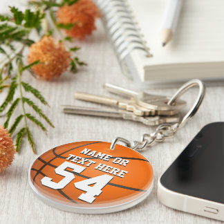 Personalised Name Number Kid's Basketball Key Ring
