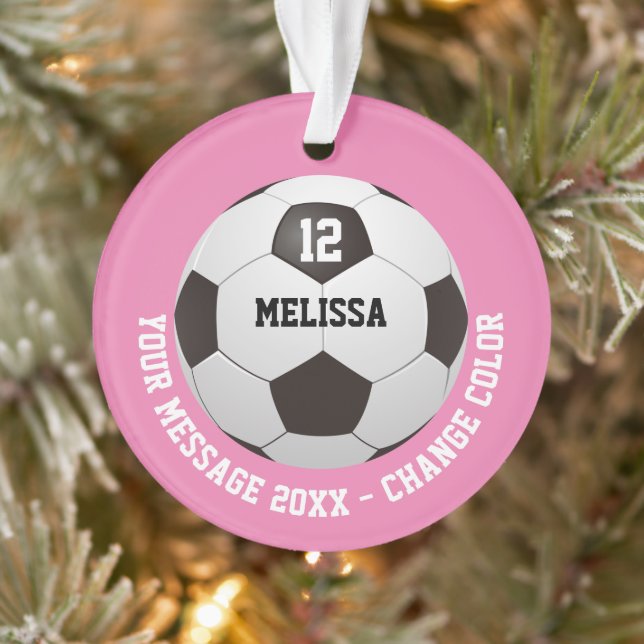 Personalised Name Number Message Soccer Ball  Ornament (Tree)