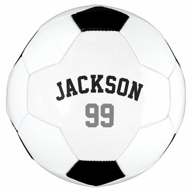 Personalised Name Number Minimalistic Black Grey Football (Front)