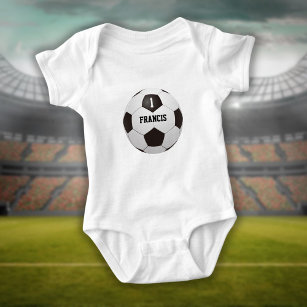 Personalised Name Number Soccer Ball Baby Bodysuit