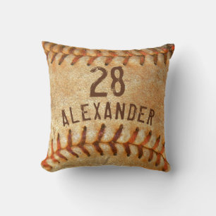 Personalised Name & Number White Baseball Sports Cushion