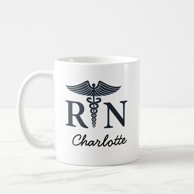 Personalised Name Nurse Gift RN Nurse  Coffee Mug (Left)