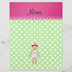 Personalised name nurse green polka dots flyer