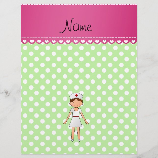 Personalised name nurse green polka dots flyer (Front)