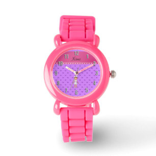 Personalised name nurse pastel purple hearts watch