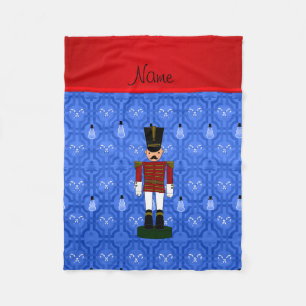 Personalised name nutcracker blue snowman trellis fleece blanket