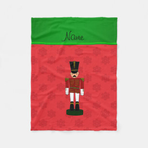 Personalised name nutcracker red snowflakes fleece blanket
