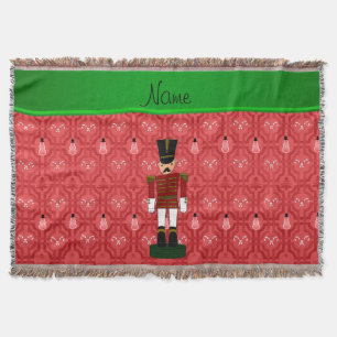 Personalised name nutcracker red snowman trellis throw blanket