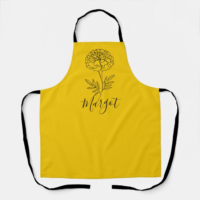 Personalised Name October Marigold Birth Flower  Apron (Front)