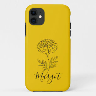 Personalised Name October Marigold Birth Flower iPhone 11 Case
