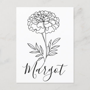 Personalised Name October Marigold Birth Flower  Postcard