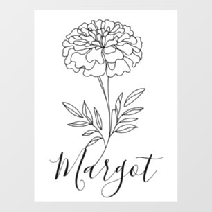 Personalised Name October Marigold Birth Flower  Window Cling
