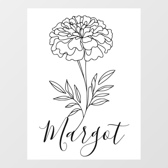 Personalised Name October Marigold Birth Flower  Window Cling (Sheet)