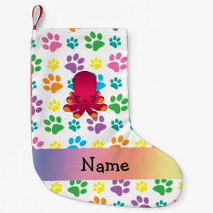 Personalised name octopus rainbow paws small christmas stocking