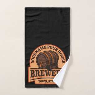 Personalised NAME Old Oak Barrel Beer Keg Brewery  Bath Towel Set