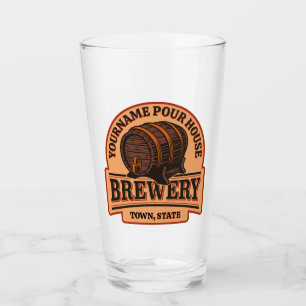 Personalised NAME Old Oak Barrel Beer Keg Brewery  Glass